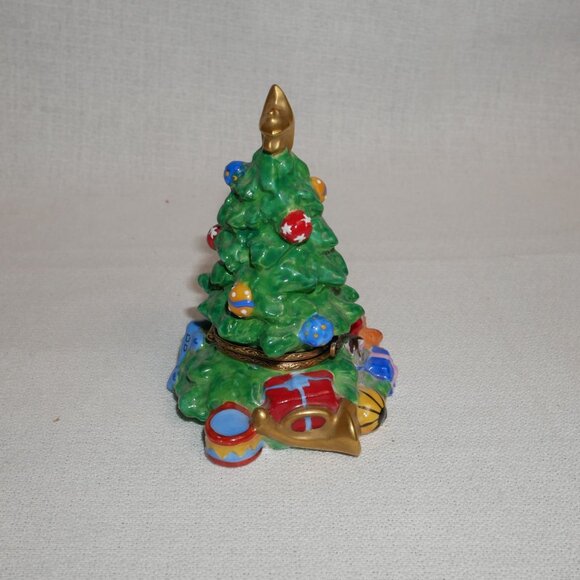 Hand-Painted Christopher Radko Limoges France Christmas Tree trinket Box Rare OO - Picture 4 of 6